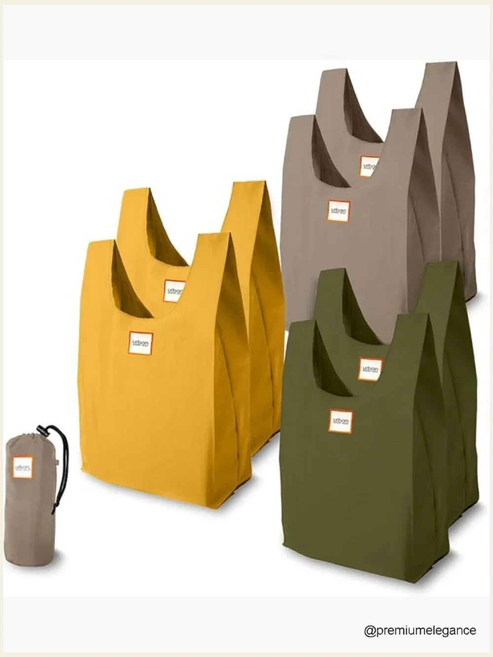 6 Pack Reusable Shopping Bags Foldable into Compact Pouch, Holds 50 lbs Each